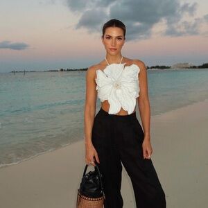 PatBo HAND-BEADED FLOWER TOP